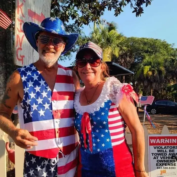 Andy and Tara McClellan at the lot on the Fourth of July